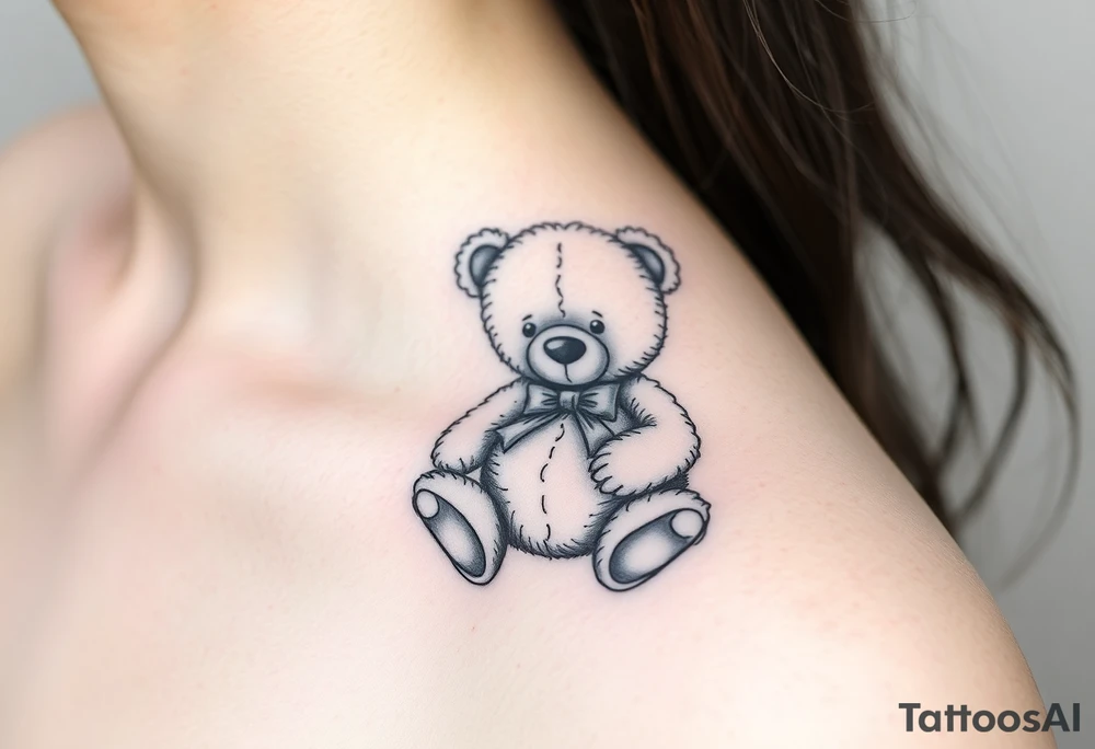 realistic teddy bear tattoo idea