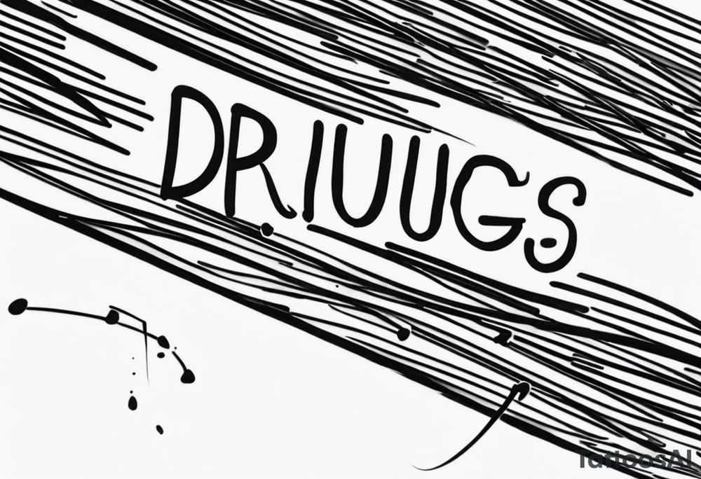 Heart rate tattoo with word drugs tattoo idea