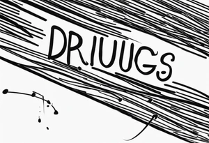 Heart rate tattoo with word drugs tattoo idea