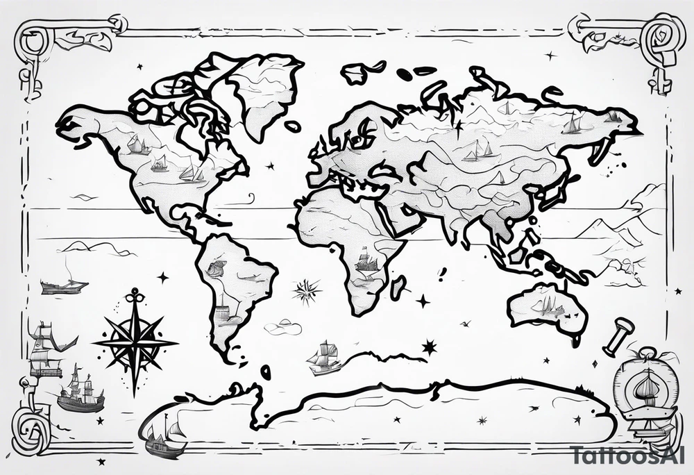 treasure hunt map tattoo idea