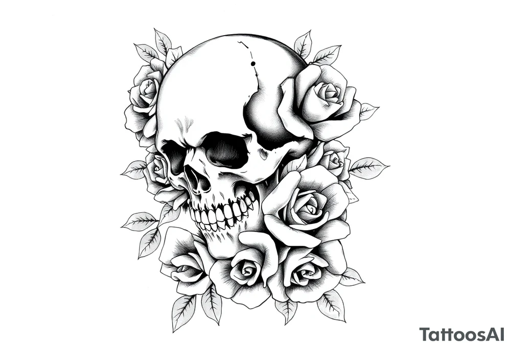Skull and death with roses half
Sleeve tattoo idea