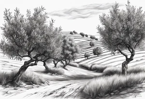 Olive trees individual leaves floating in the wind tattoo idea