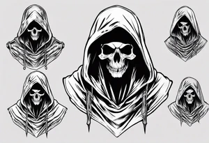 hooded reaper upper body, no skull tattoo idea