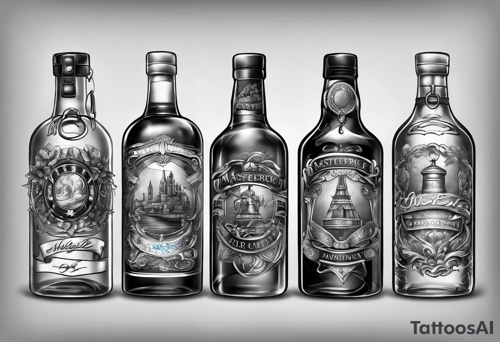 bottle and army tags tattoo idea