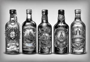 bottle and army tags tattoo idea