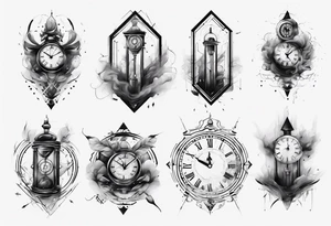 Modern clock fading with smoke tattoo idea