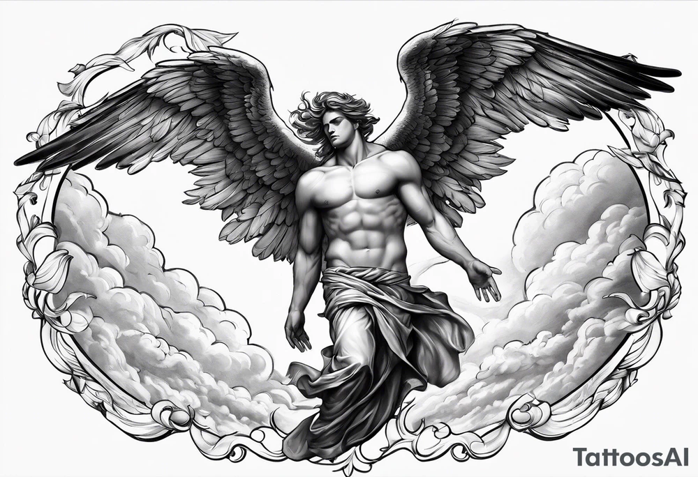 male angel falling from the sky tattoo idea