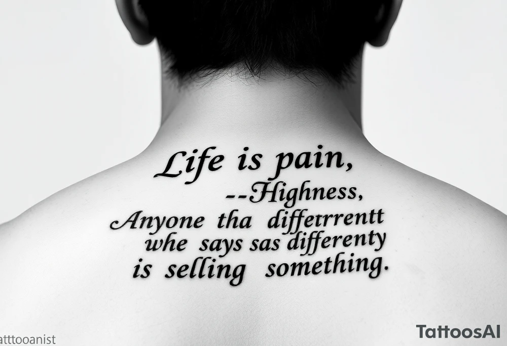 “Life is pain, Highness. Anyone who says differently is selling something.”
Scroll font
Small for inner arm tattoo idea