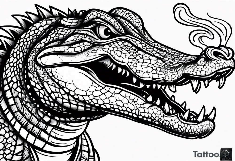 alligator smoking cigarette tattoo idea