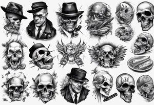 full stomach gangster sleeve tattoo idea