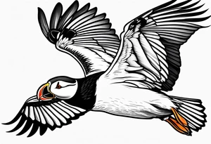 a flying puffin tattoo idea