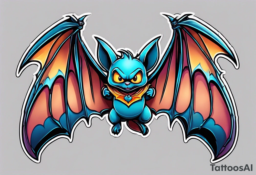 cartoon bat in style of disney, tattoo idea