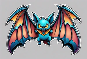 cartoon bat in style of disney, tattoo idea
