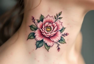 Floral wristband with name "Simon" and numbers 12.2.2022 v 8:08 hidden within petals in dusty rose and olive green. tattoo idea
