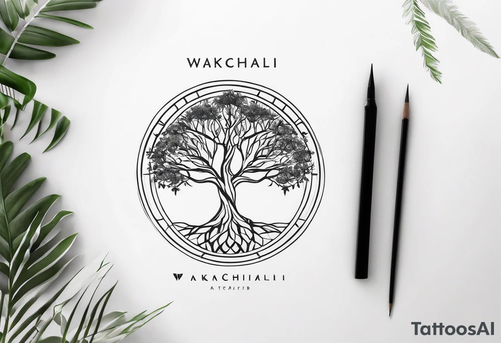 A tree of life and the last name “wakchhali” under it tattoo idea