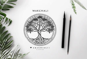 A tree of life and the last name “wakchhali” under it tattoo idea