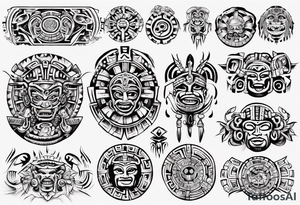 Mayan back pieces tattoo idea