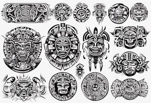 Mayan back pieces tattoo idea