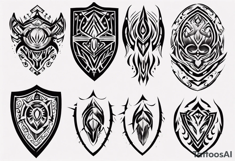 Shield symmetrical tattoo idea