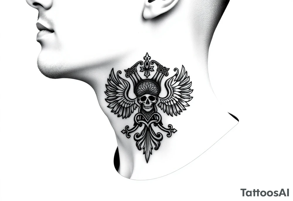 russian christian orthodox military neck design front facing tattoo idea