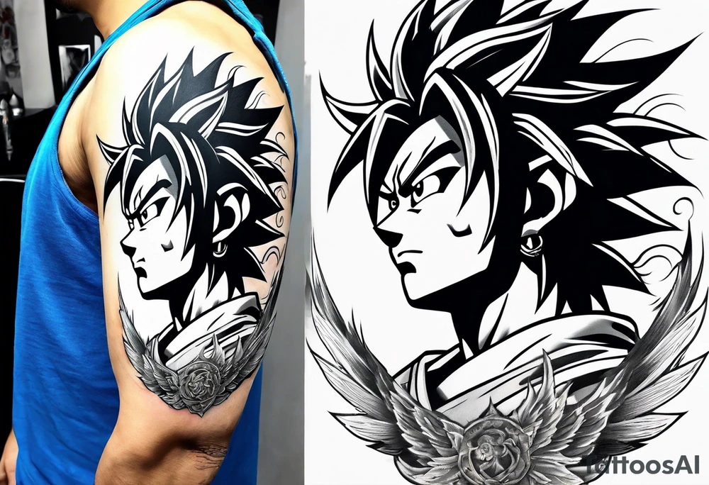 Tattoo on arm with goku with wings tattoo idea