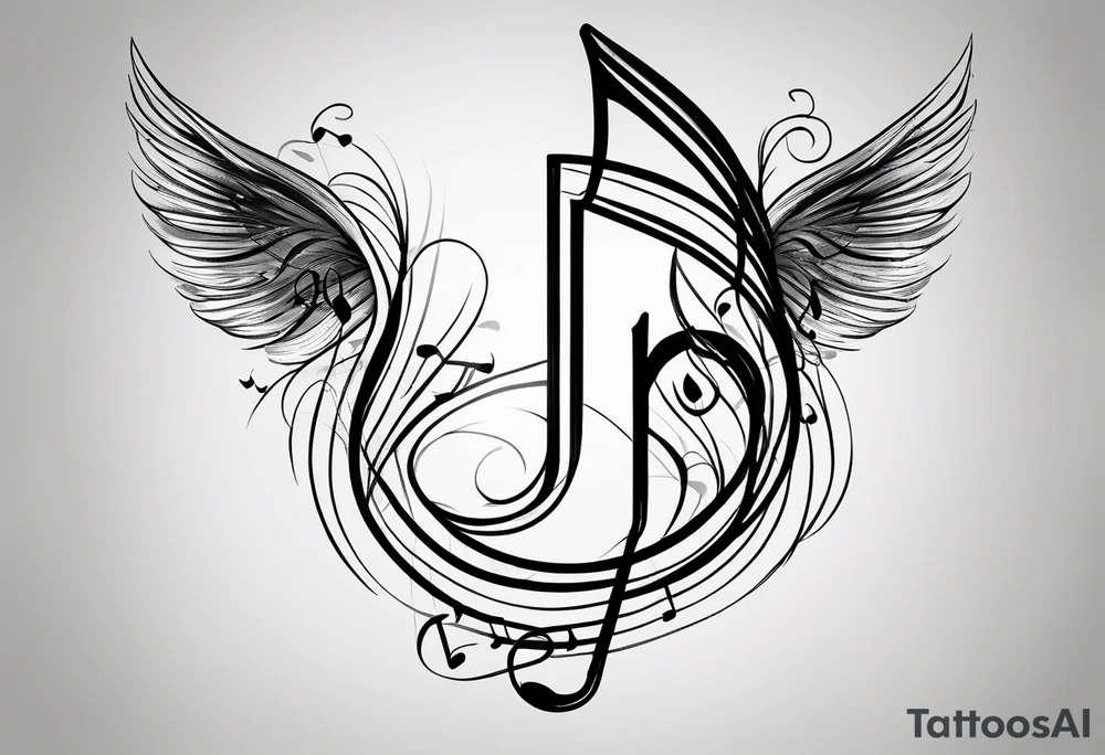 Minimalist line work tattoo, depicting musical
Notes in the shape of letters “R” and “L”. tattoo idea