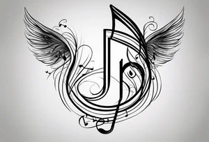 Minimalist line work tattoo, depicting musical
Notes in the shape of letters “R” and “L”. tattoo idea