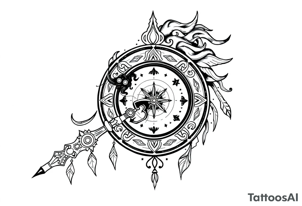 mytical shaman style ornametn with ancient rhyme tattoo idea