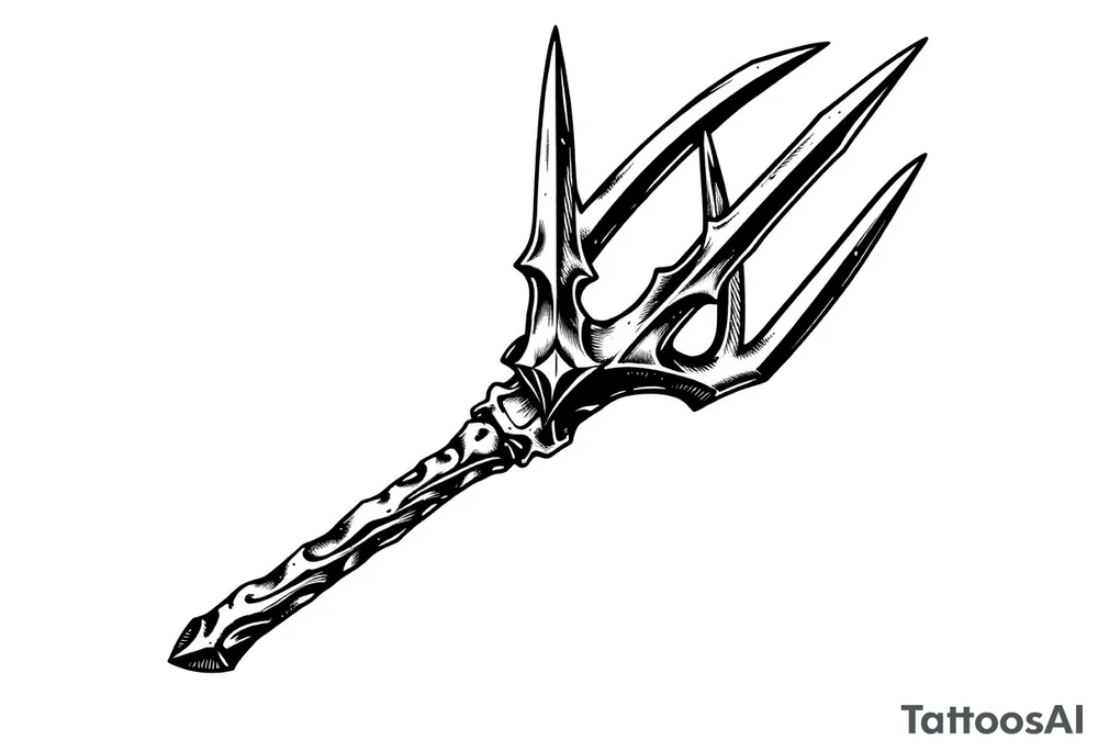 trident with cool background tattoo idea