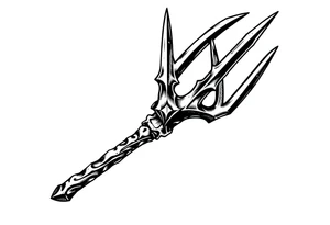 trident with cool background tattoo idea