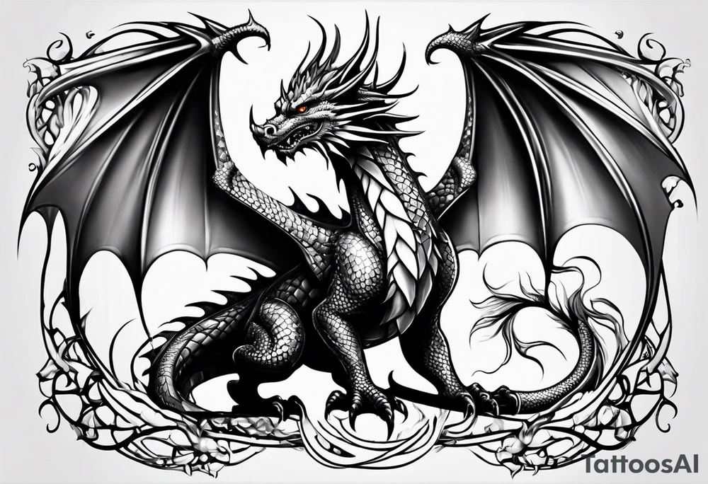 Pretty dragons simple fine lined tattoo idea