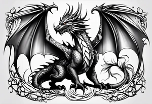 Pretty dragons simple fine lined tattoo idea