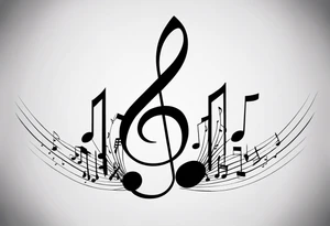Simple minimalist tattoo in the style of single needle art depicting musical notes in the shape of letters “l” and “r” tattoo idea