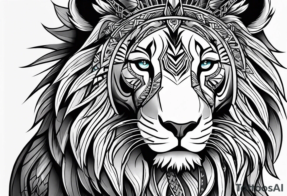 Minimal tribal and lion already in place on arm. Want to connect them. tattoo idea