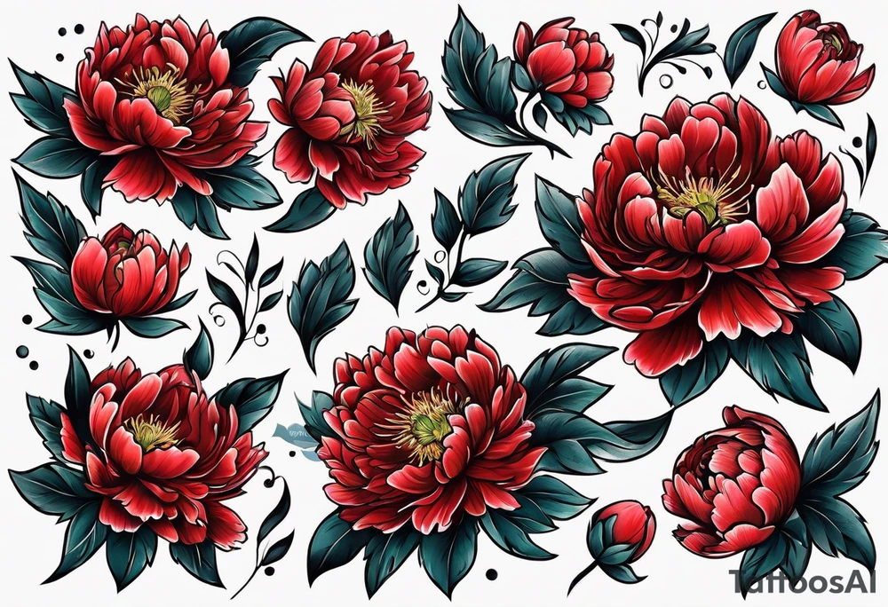 red peony tattoo idea