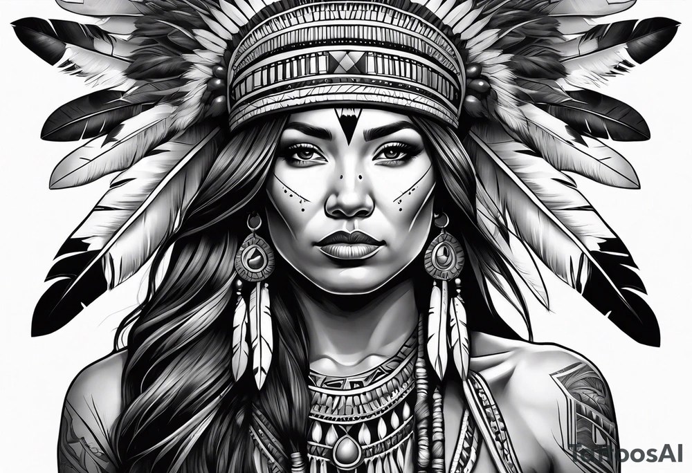 Full body Native American woman tattoo idea