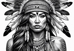 Full body Native American woman tattoo idea