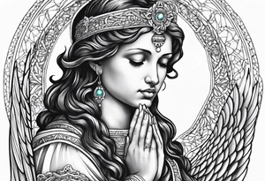 Ovarian cancer religious Angel his praying hands tattoo idea