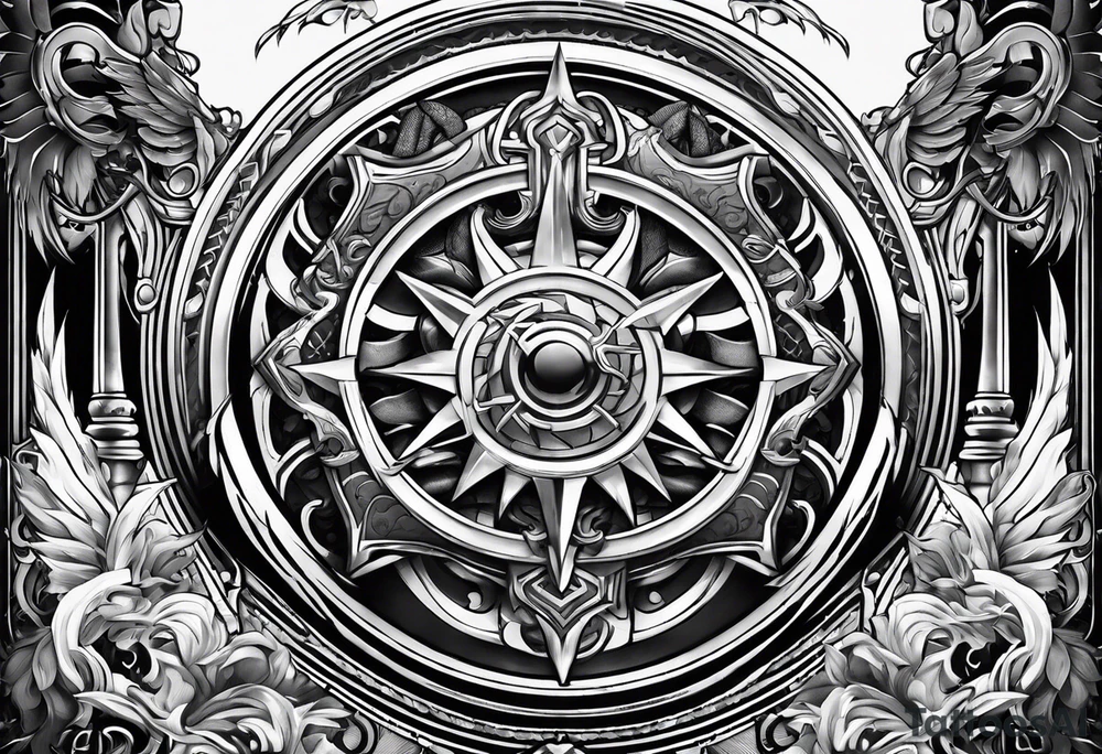 Valhalla stairs sword shield tattoo idea