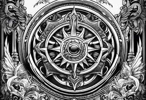 Valhalla stairs sword shield tattoo idea