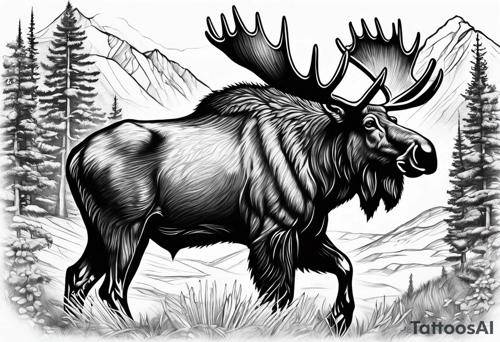 hunting moose stone sheep grizzly yukon tattoo idea