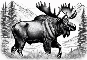 hunting moose stone sheep grizzly yukon tattoo idea