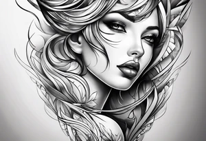 abstraction lines on leg tattoo sketch tattoo idea