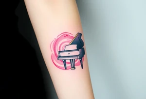 grand piano under the stars swirl pink pallete tattoo idea