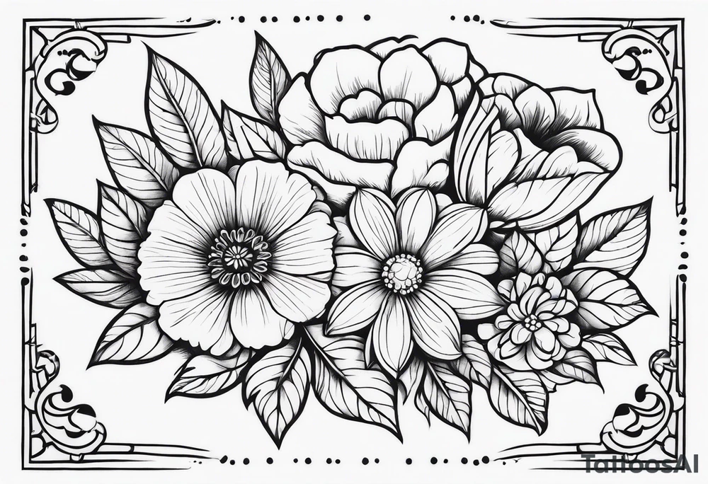 ornaments of flowers tattoo idea