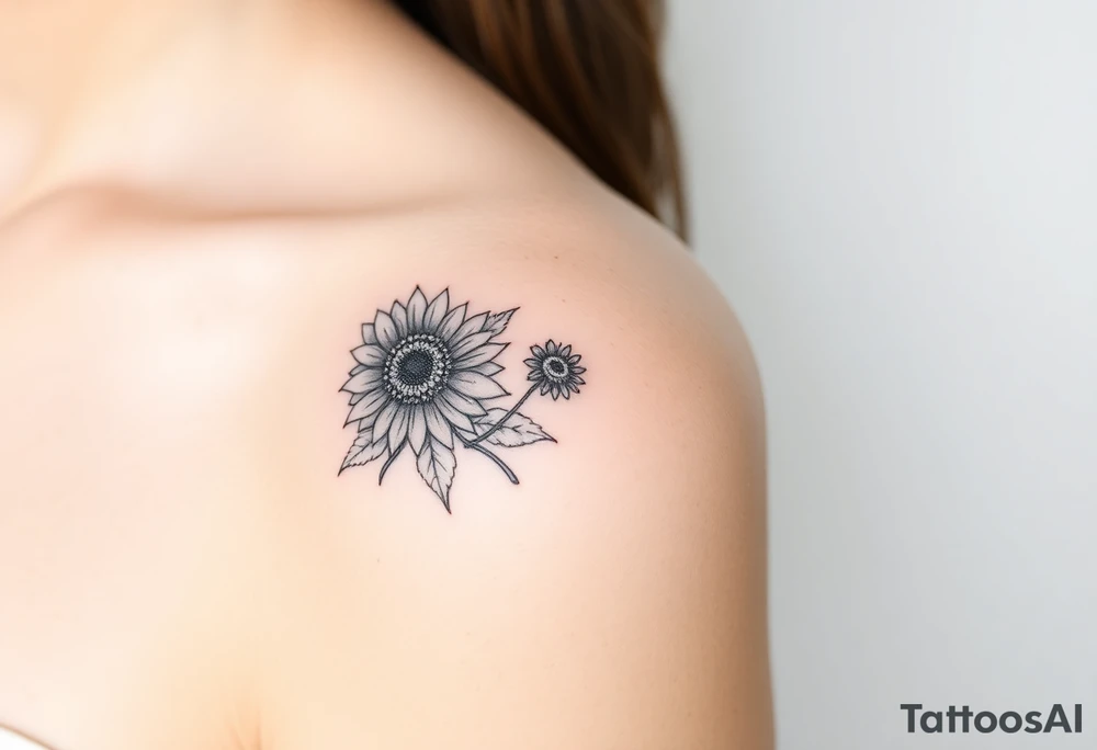 sunflowers music symbols roses, wildflowers tattoo idea