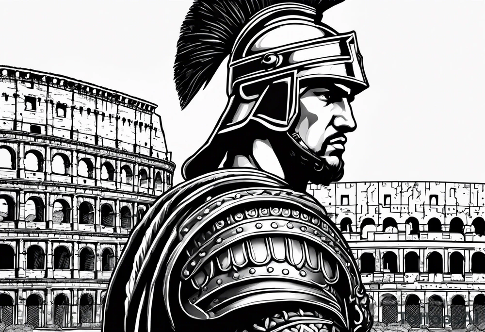 Roman soldier colosseum in background tattoo idea