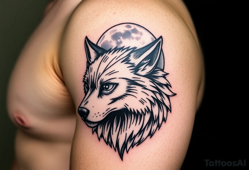 wolf,full moon. tattoo idea