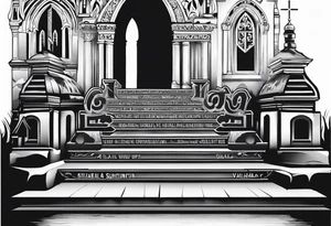 Valhalla  fog stairs mist church tattoo idea