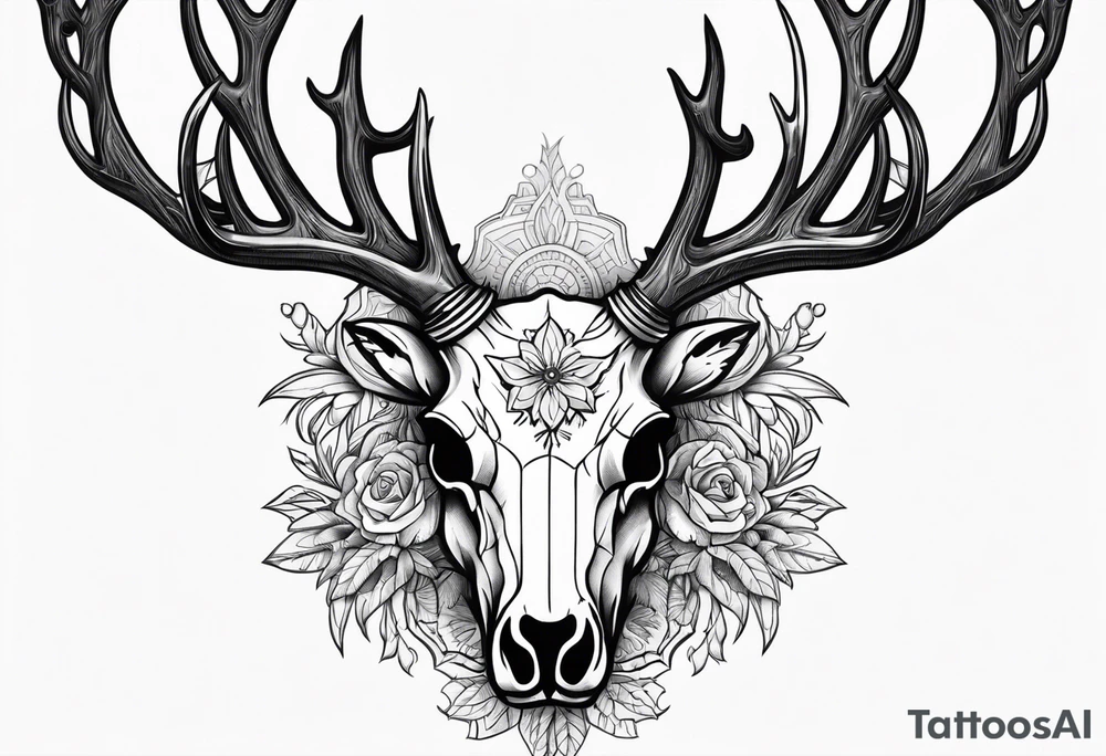 Reindeer skull tattoo idea